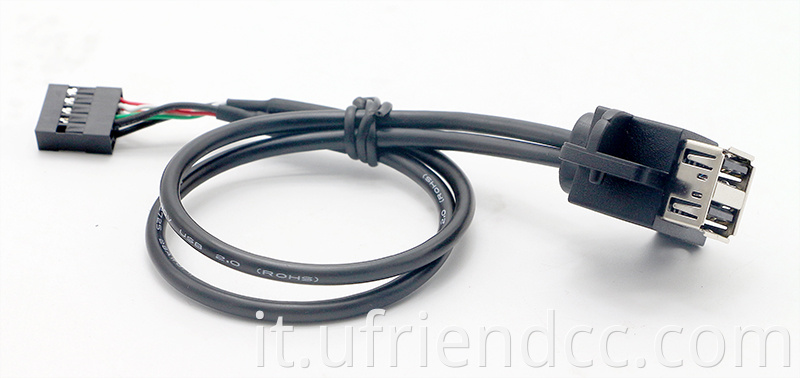 Montaggio del pannello femmina USB 2.0 USB personalizzato con vite su DuPont 2,54 mm Cavo a passo